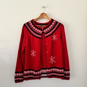 Westbound Red Snowflake Cardigan